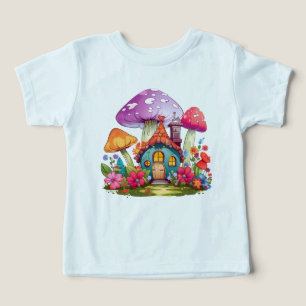 Whimsy Wonderland Mushroom House Baby Bodysuit