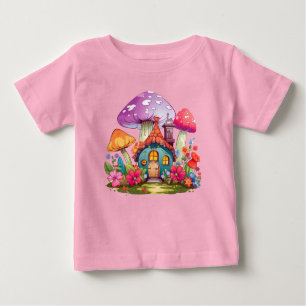 Whimsy Wonderland Mushroom House Baby Bodysuit
