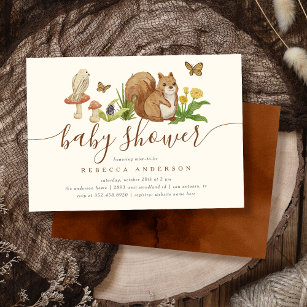 Whimsy Woodland Animals Gender Neutral Baby Shower Invitation