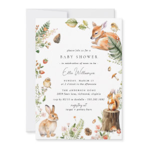 Whimsy Woodland | Cute Forest Animals Baby Shower Invitation
