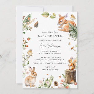 Whimsy Woodland   Cute Forest Animals Baby Shower Invitation