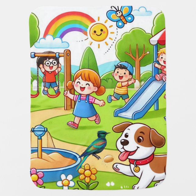 "Whimsy Wraps: Cartoon Cuddles Baby Blanket" Baby Blanket (Front)