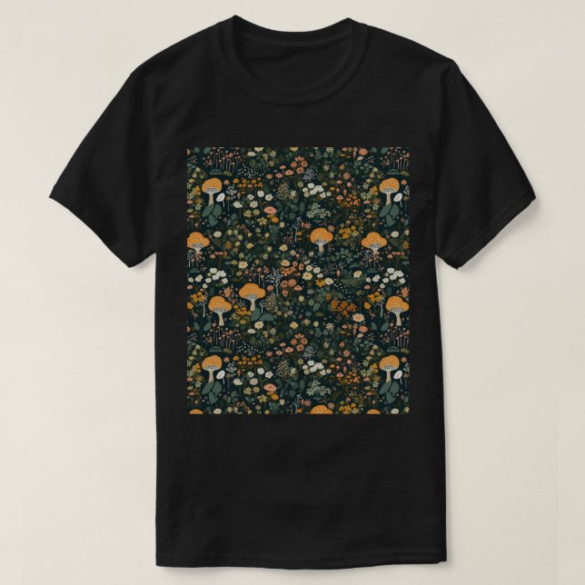 Whimsyland Cartoonish Orange and White Floral Fore T-Shirt (Design Front)