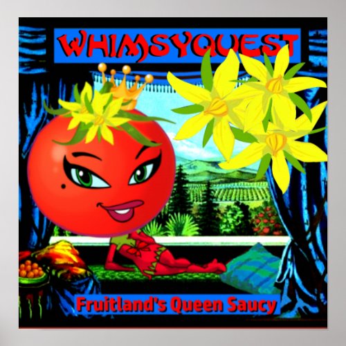 WhimsyQuest POSTER  Saucy Tomato Crate Label