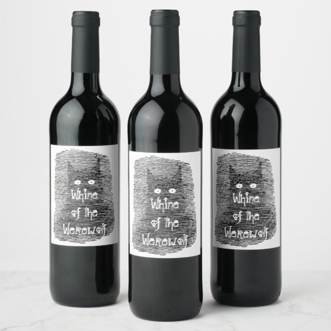 Whine of the Werewolf Dog Fun Homemade Vino Vinii Wine Label (Bottles)