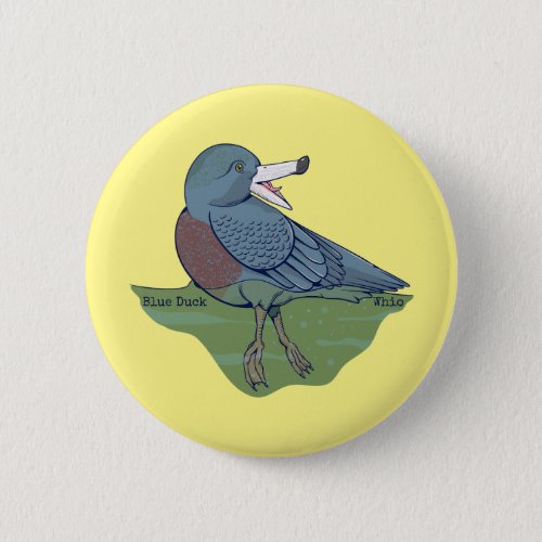 Whio Blue Duck NZ BIRD Button