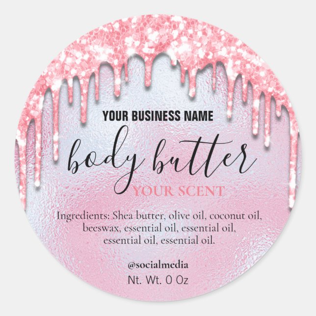 Whipped Body Butter Labels With Glitter Drips (Front)