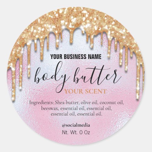 Whipped Body Butter Labels With Glitter Drips