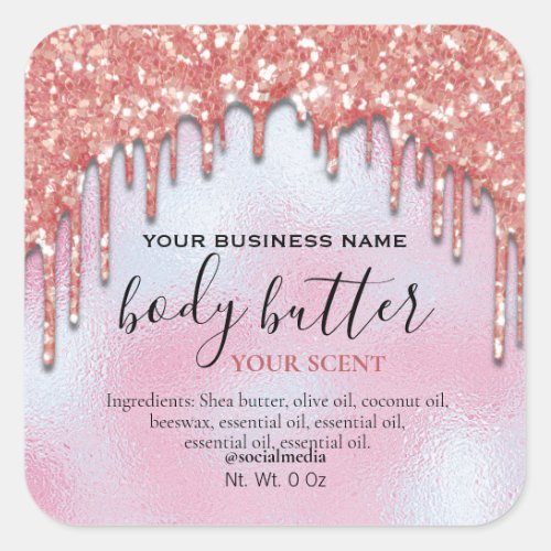 Whipped Body Butter Labels With Glitter Drips