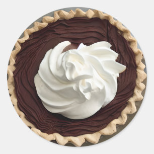 Whipped Cream Chocolate Pudding Pie Food Classic Round Sticker