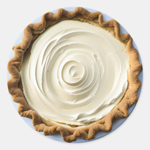 Whipped Cream Pudding Pie Food Classic Round Sticker