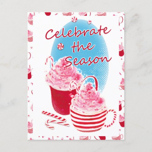 Whipped Peppermint Candy Drink Holiday PostCard