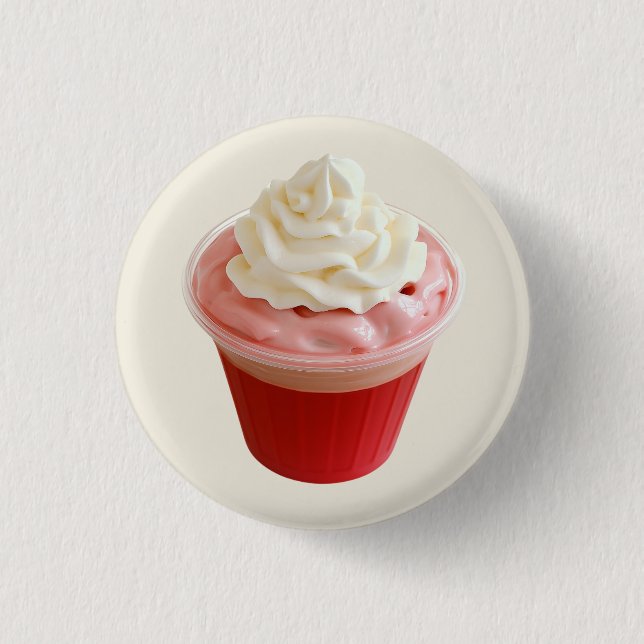 Whipped Strawberry Cream Cup Button (Front)