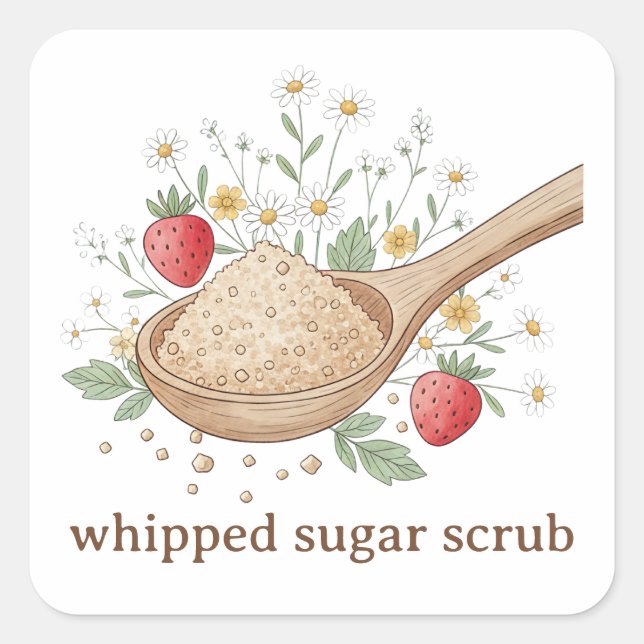 Whipped Sugar Scrub Label | Custom Skincare (Front)