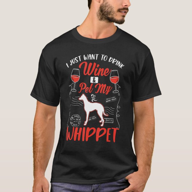 Whippet And Wine T-Shirt (Front)