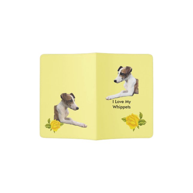 Whippet and Yellow Roses Passport Holder (Opened)