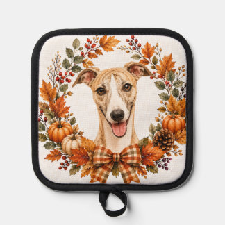 Whippet Autumn Wreath Pot Holder