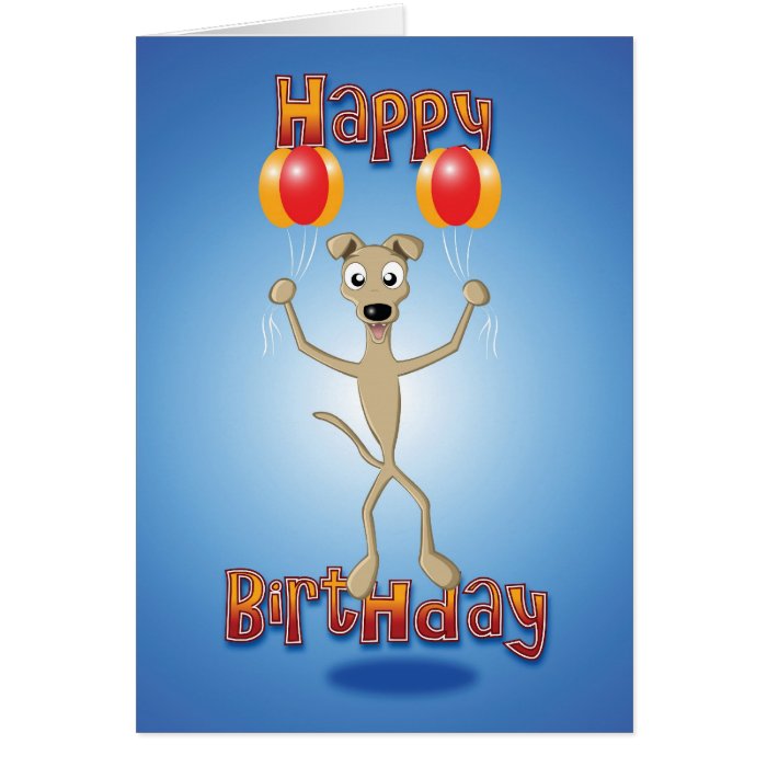 whippet   balloons   happy birthday card