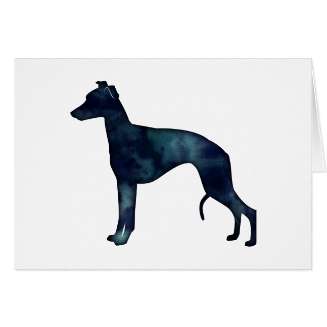 Whippet Breed Black Watercolor Silhouette Card (Front Horizontal)