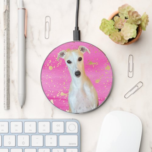 Whippet Breeder Dog Lover Cute Pink Wireless Charger