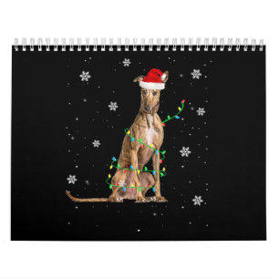Whippet Christmas Light Cute Santa Whippet Xmas Calendar