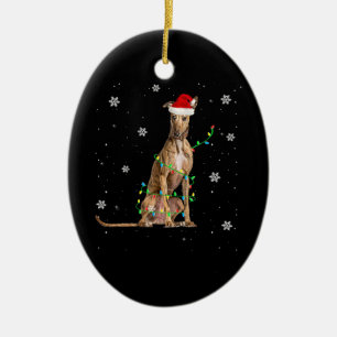 Whippet Christmas Light Cute Santa Whippet Xmas Ceramic Ornament