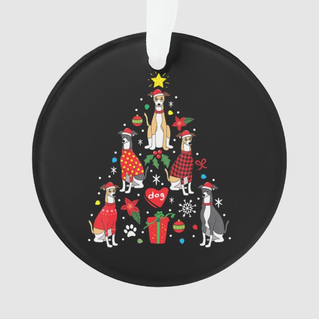 Whippet Christmas Ornament Tree Funny Dog Mom Dad (Front)