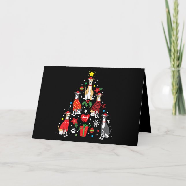 Whippet Christmas Ornament Tree Funny Dog Mom Dad Holiday Card (Front)