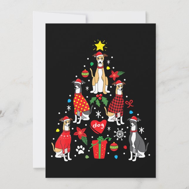 Whippet Christmas Ornament Tree Funny Dog Mom Dad Holiday Card (Front)