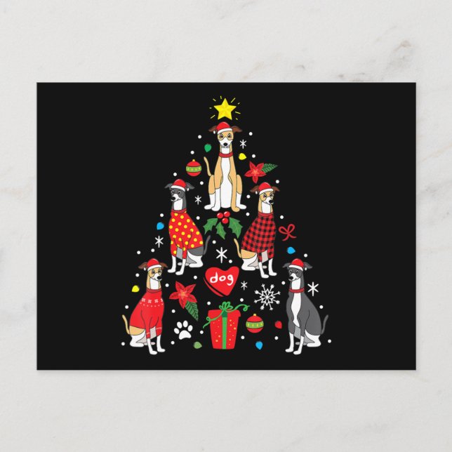 Whippet Christmas Ornament Tree Funny Dog Mom Dad Holiday Postcard (Front)