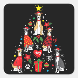 Whippet Christmas Ornament Tree Funny Dog Mom Dad Square Sticker