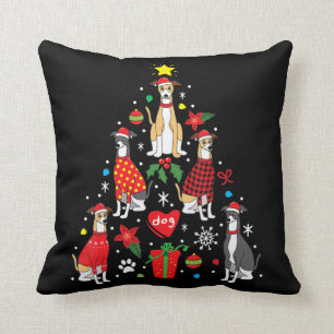 Whippet Christmas Ornament Tree Funny Dog Mom Dad Throw Pillow