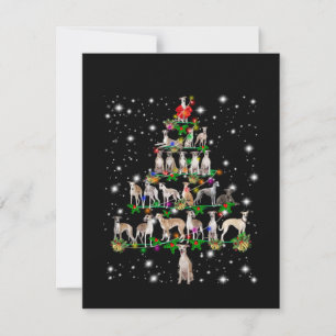 Whippet Christmas Tree Covered By Flashlight Thank You Card
