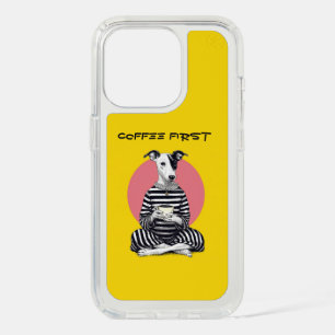 Whippet Coffee Time – Quirky Vintage Dog iPhone 15 Pro Case