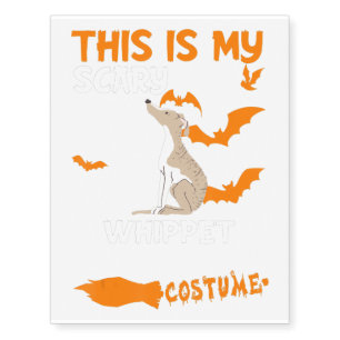 Whippet Costume Halloween Lazy Scary Dog Temporary Tattoos