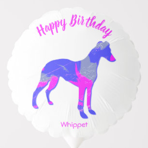 Whippet Cute Pink Silhouette Dog Fun Birthday Balloon