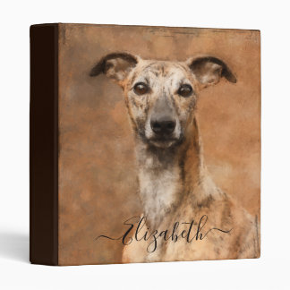 Whippet Dog Add Name 3 Ring Binder