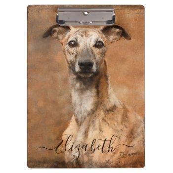 Whippet Dog Add Name Clipboard by ironydesignphotos at Zazzle