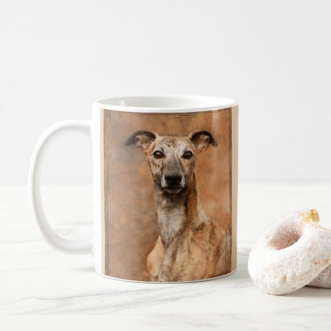 Whippet Dog Add Name Coffee Mug (With Donut)