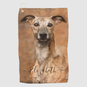 Whippet Dog Add Name Golf Towel