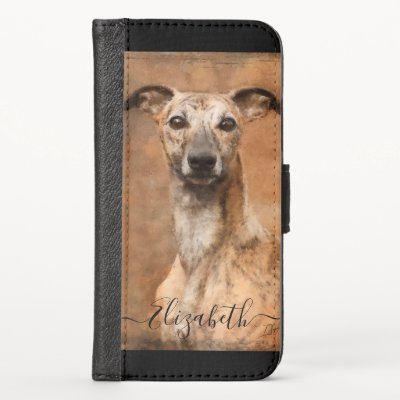 Whippet Dog Add Name iPhone X Wallet Case