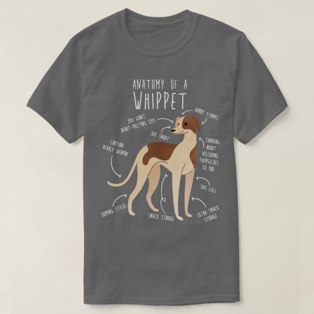 Whippet Dog Anatomy T-Shirt (Design Front)
