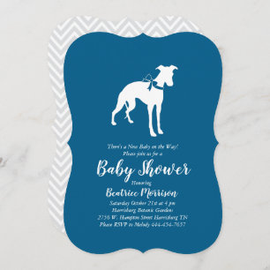 Whippet Dog Baby Shower Boy Blue Invitation