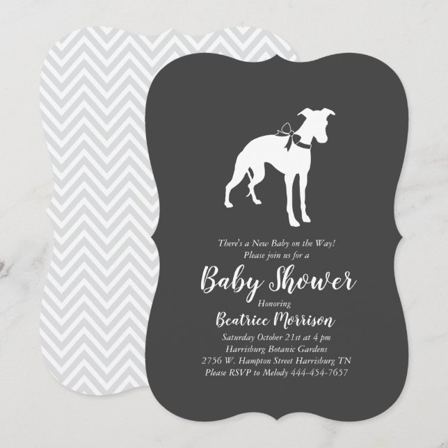 Whippet Dog Baby Shower Neutral Invitation (Front/Back)