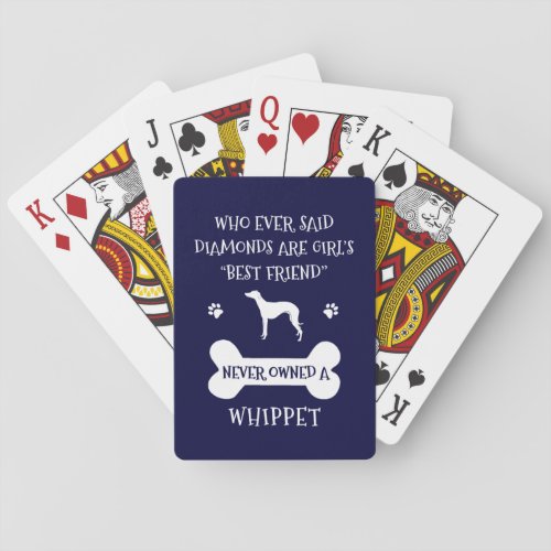 Whippet dog best friend playing cards