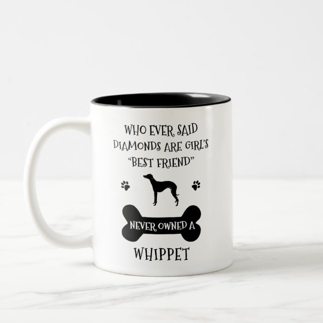Whippet dog best friend Two-Tone coffee mug (Left)