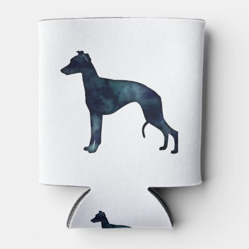 Whippet Dog Breed Black Watercolor Silhouette Can Cooler