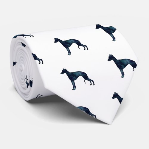 Whippet Dog Breed Black Watercolor Silhouette Neck Tie