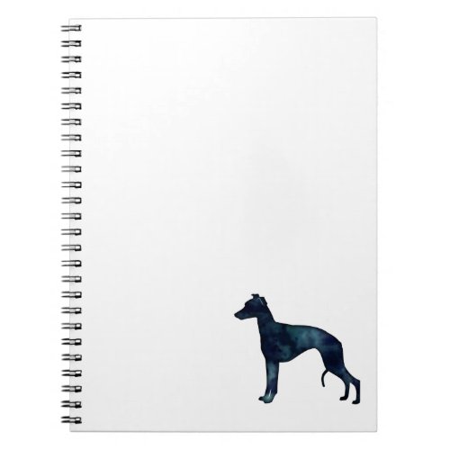 Whippet Dog Breed Black Watercolor Silhouette Notebook