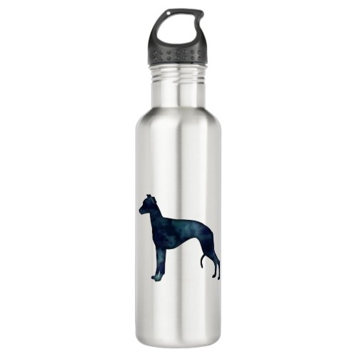 Whippet Dog Breed Black Watercolor Silhouette Stainless Steel Water Bottle